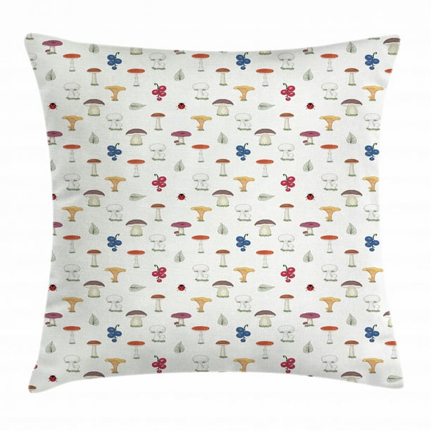 Mushroom Throw Pillow Cases Cushion Covers by Ambesonne Home Decor 8 Sizes